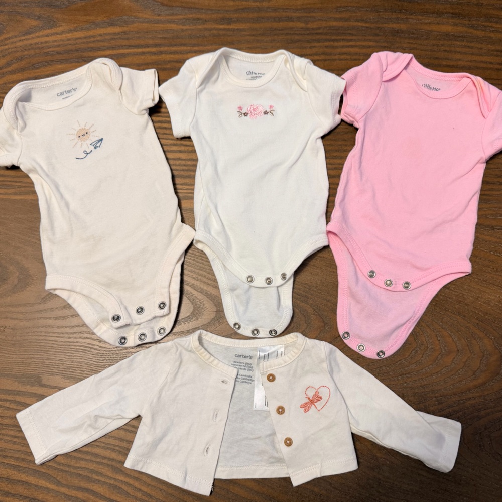 Set of Baby Onesies and Cardigan